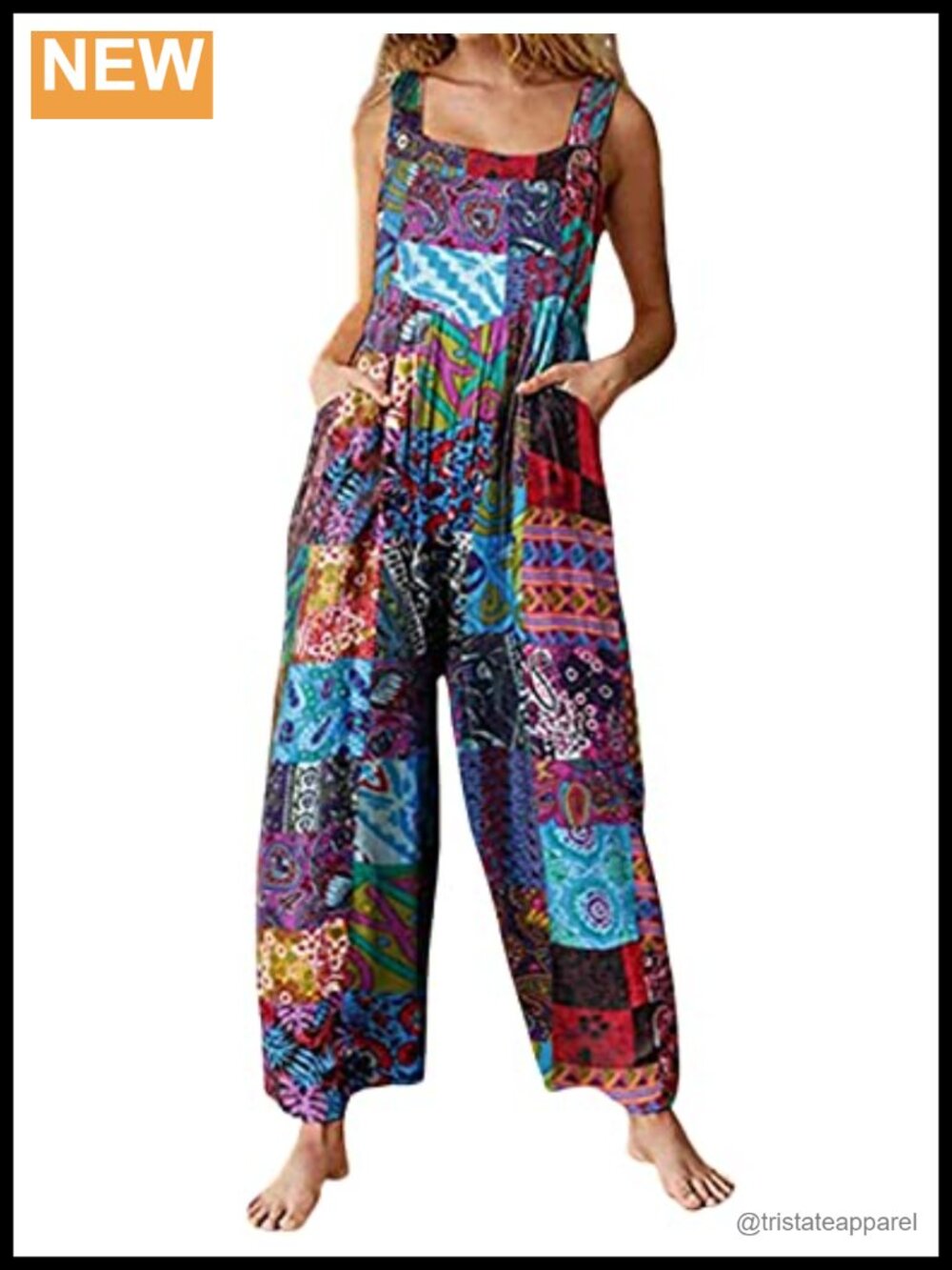 Fiona Jolin Overalls Women Summer Boho Floral Wide Leg Jumpsuits with Pockets